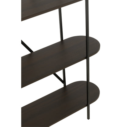 Reol oval MDF/metal mørkebrun