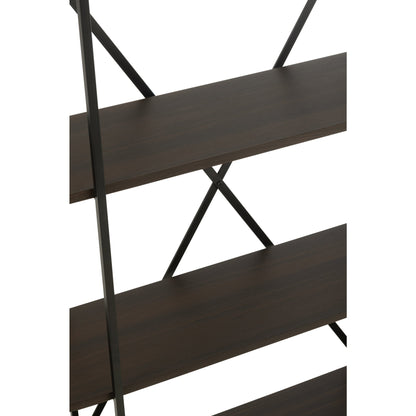 Reol oval MDF/metal mørkebrun