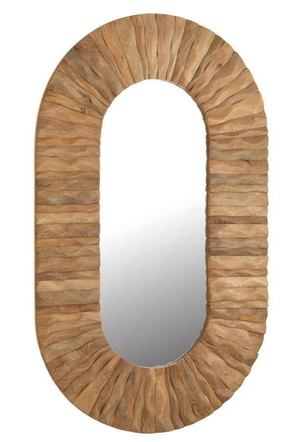 Vægspejl Curve oval i naturtræ 152 × 6 × 92 cm J-Line