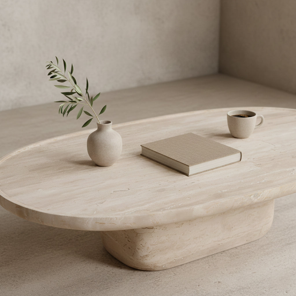 Travertin sofabord oval Raw Materials