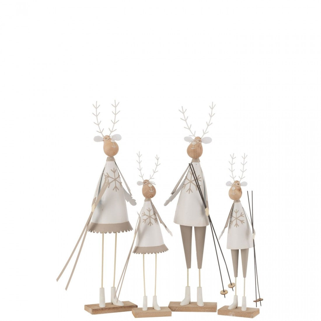 Rensdyrdekoration Dreng/Pige Metal/Træ Hvid/Beige Large H49 cm Sæt med 2 J-Line