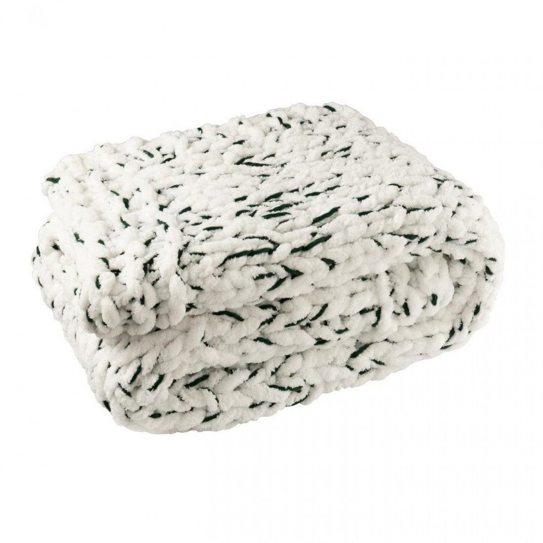Pude strikket polyester hvid/mørkegrøn J-Line