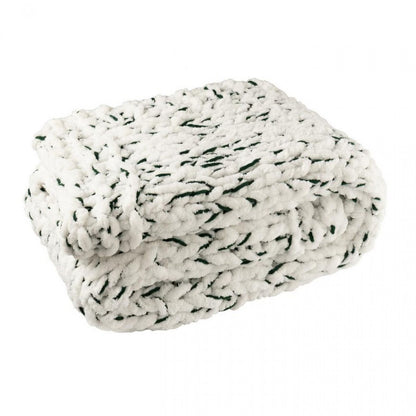 Pude strikket polyester hvid/mørkegrøn J-Line