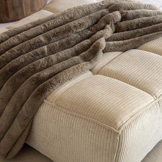 Plaid Large Corduroy Polyester Taupe J-Line