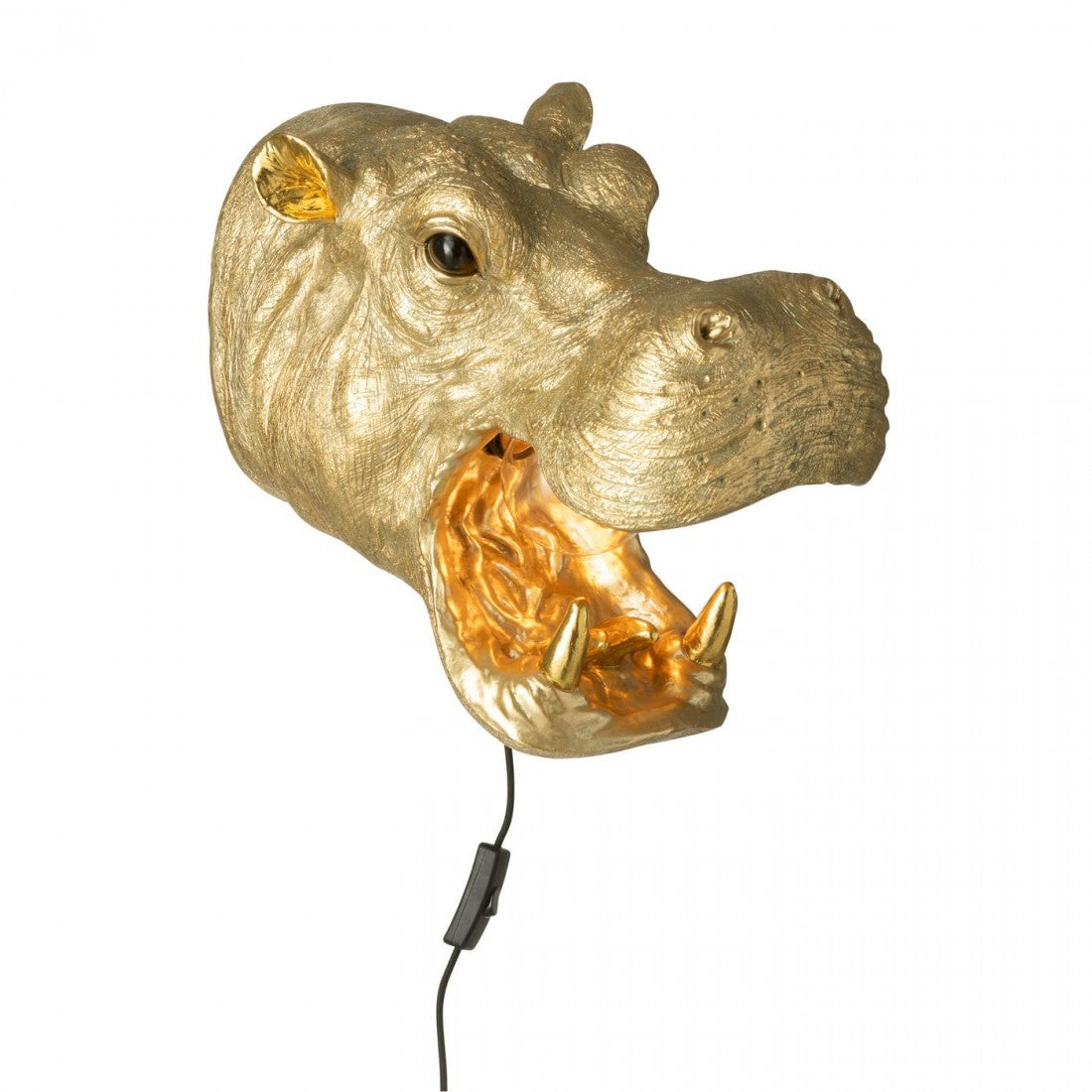 Wandlamp Nijlpaard Kop Hars Goudkleurig J-Line