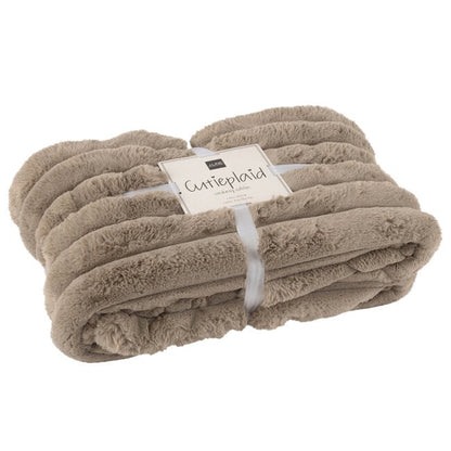 Plaid Large Cord Polyester Taupe J-Line