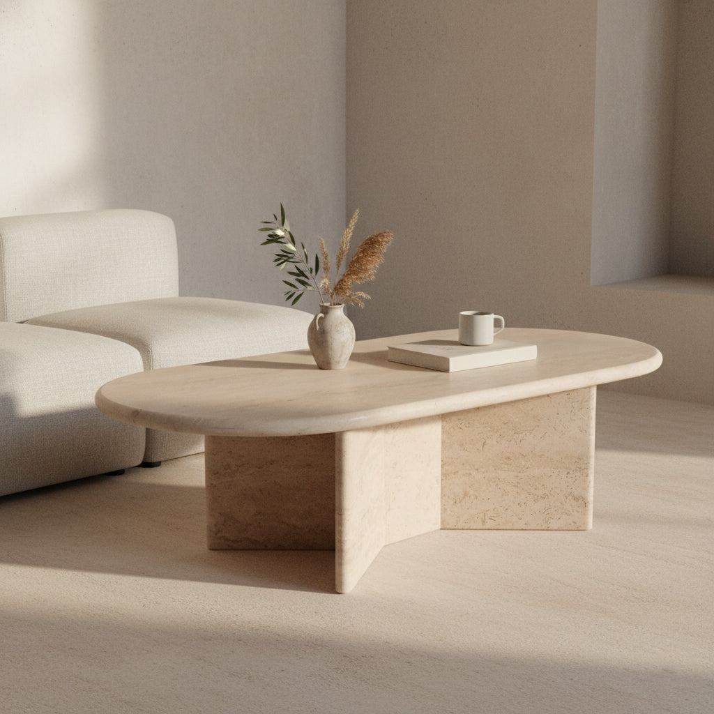 Travertin Salontafel Oblong Raw Materials