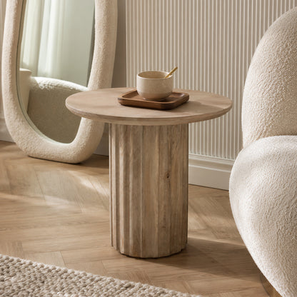 Sidebord Bullnose Reversed Fluted Natural Ø50 cm Raw Materials