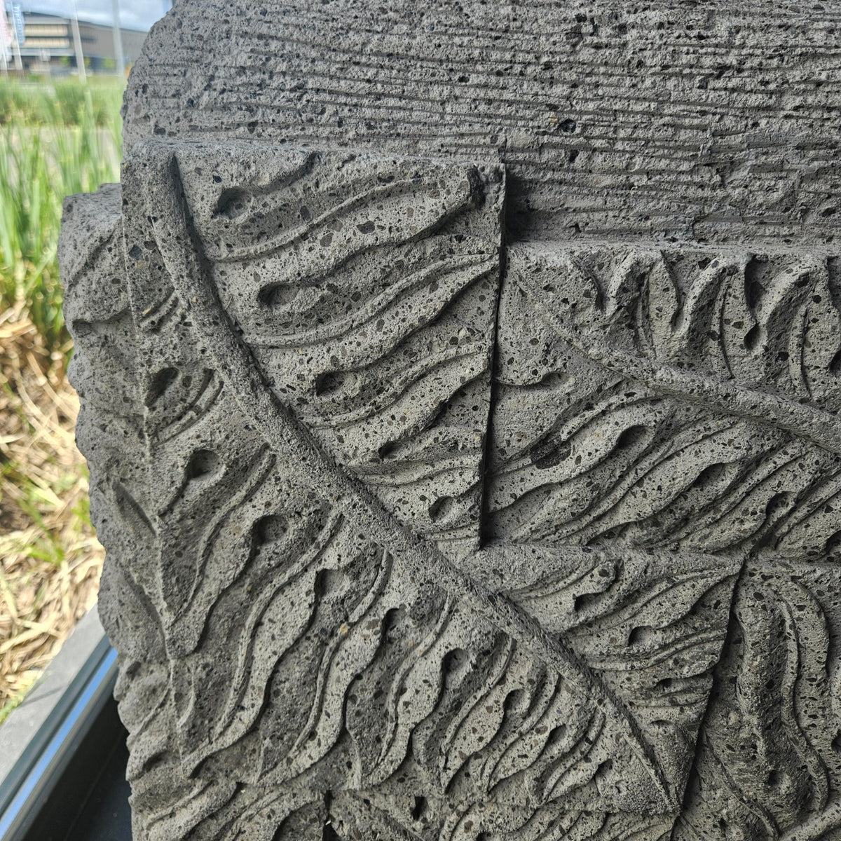 Blomsterpotte Blayd Grå Cement Palmeblad Firkantet Small PTMD