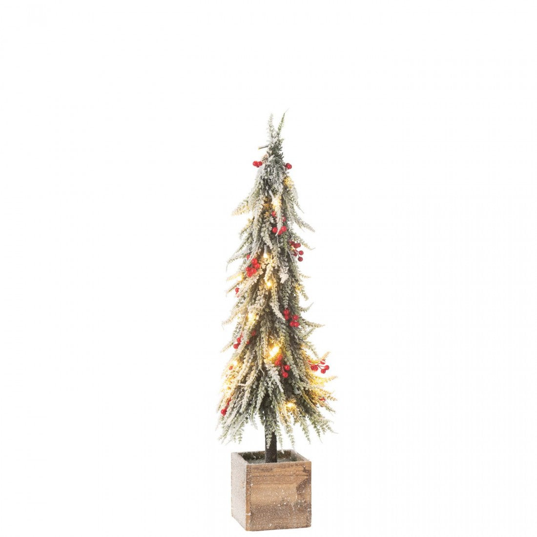 Juletræ med LED, snebelagt plast, grøn/rød, stor, H 75 cm, J-Line