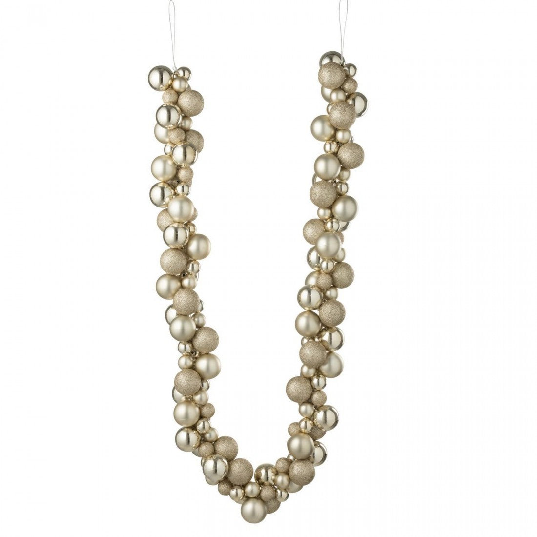 Guirlande med julekugler i plast, lysebeige, L 160 cm, J-Line