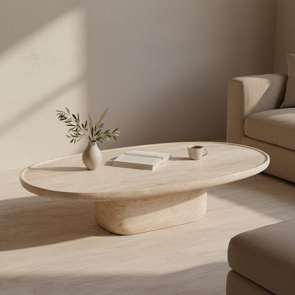 Travertin sofabord oval Raw Materials