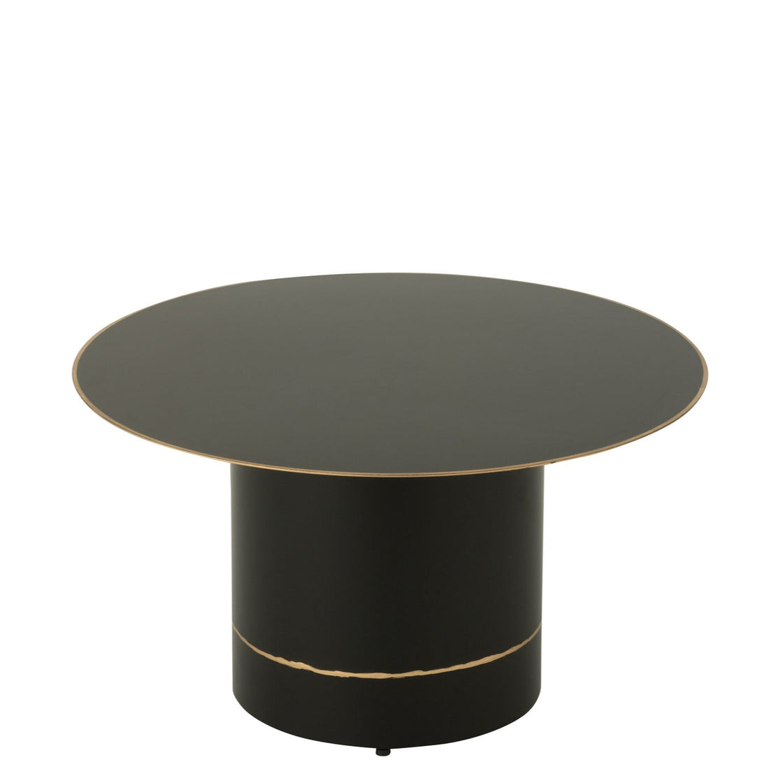 Coffee Table Cyll Base With Golden Border Round Iron Black/Gold Colored Small - - J-Line - livinglovely.nl