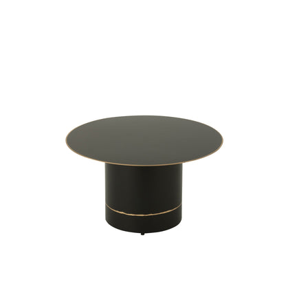 Sofabord med cylindrisk fod og guldfarvet kant, rundt, jern, sort/guldfarvet, small, J-Line