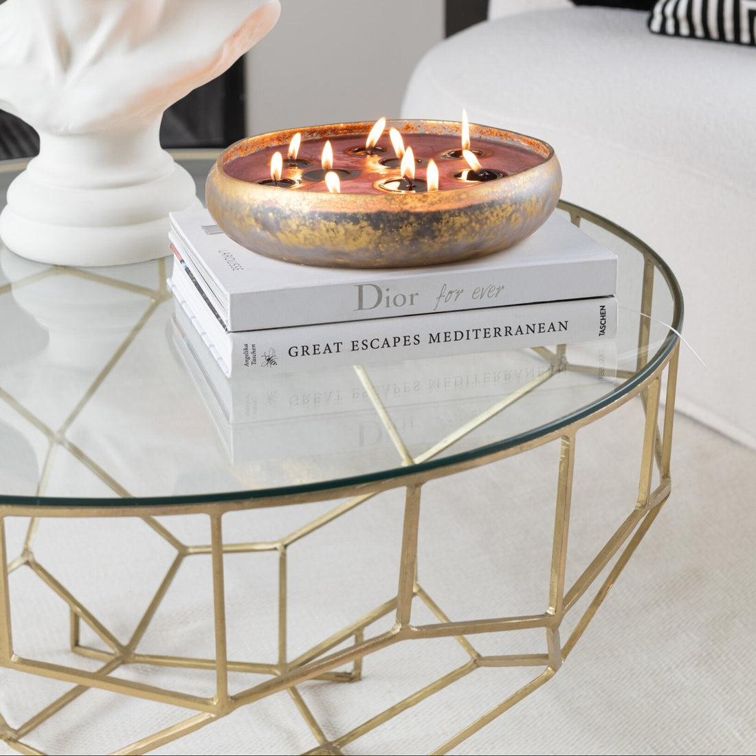 Sofabord Moza Metal/Glas Guld J-Line