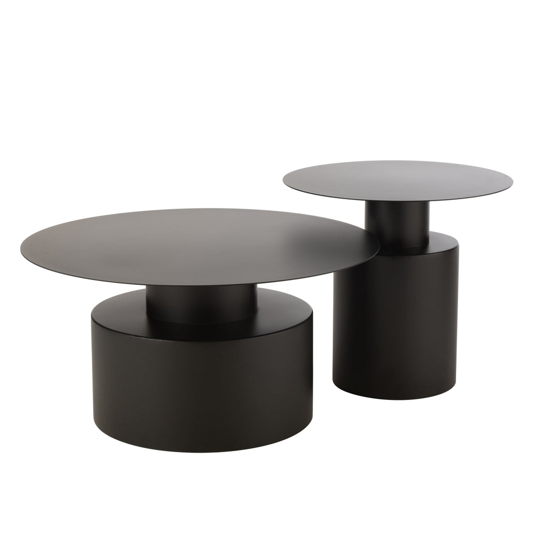 Sofabord, rundt, metal, sort – J-Line