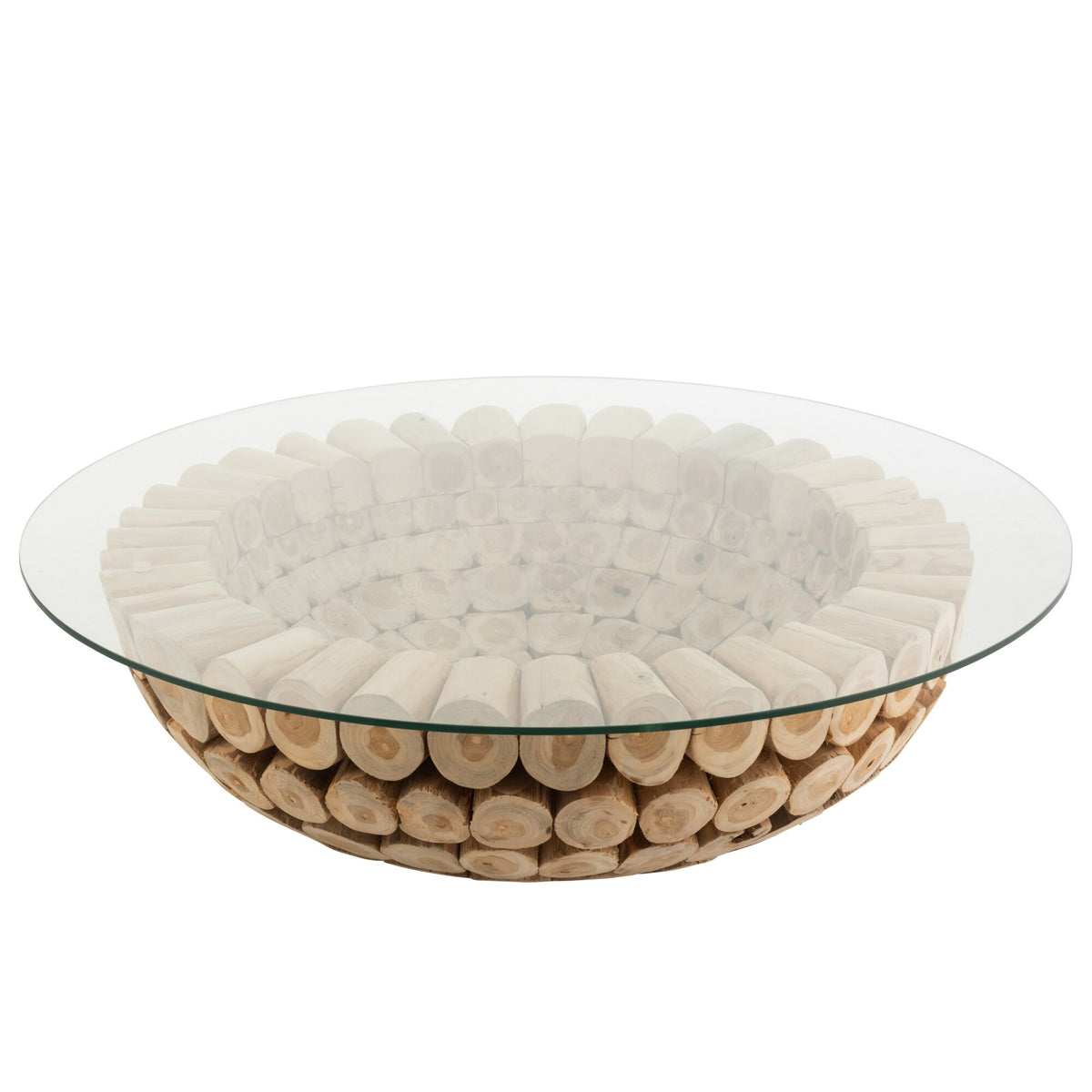 Sofabord Skiver Åbent Teaktræ Natur/Glas J-Line