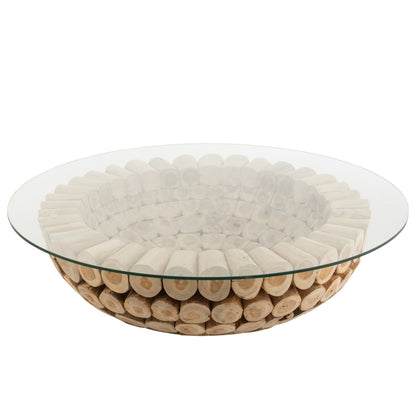 Sofabord Skiver Åbent Teaktræ Natur/Glas J-Line