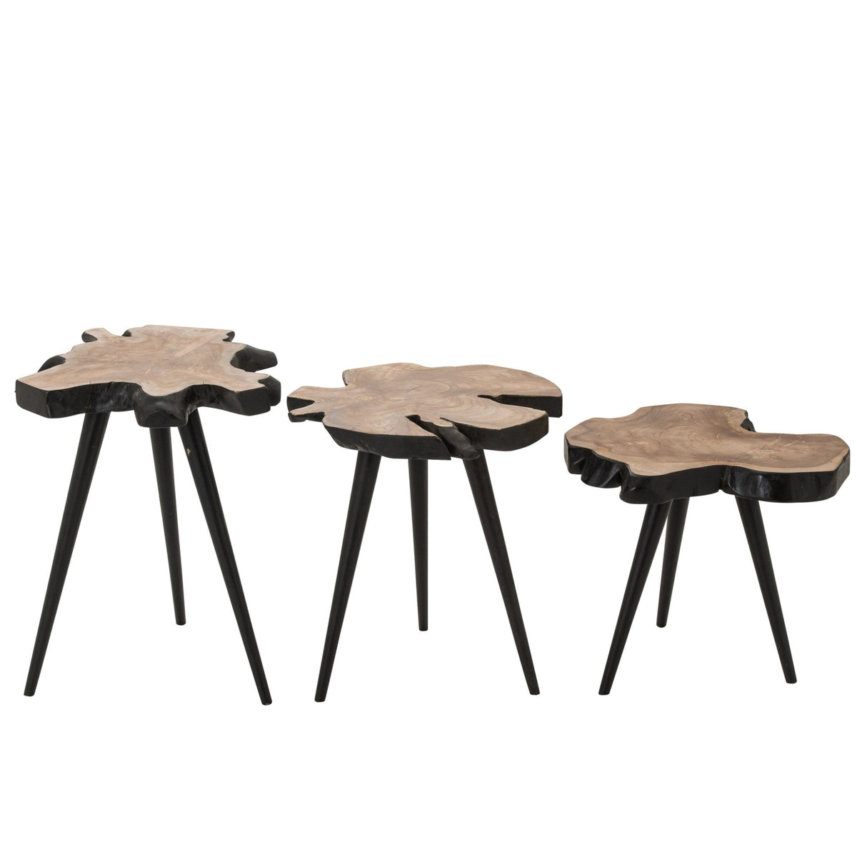 Sofabord i teaktræ, natur/sort, J-Line