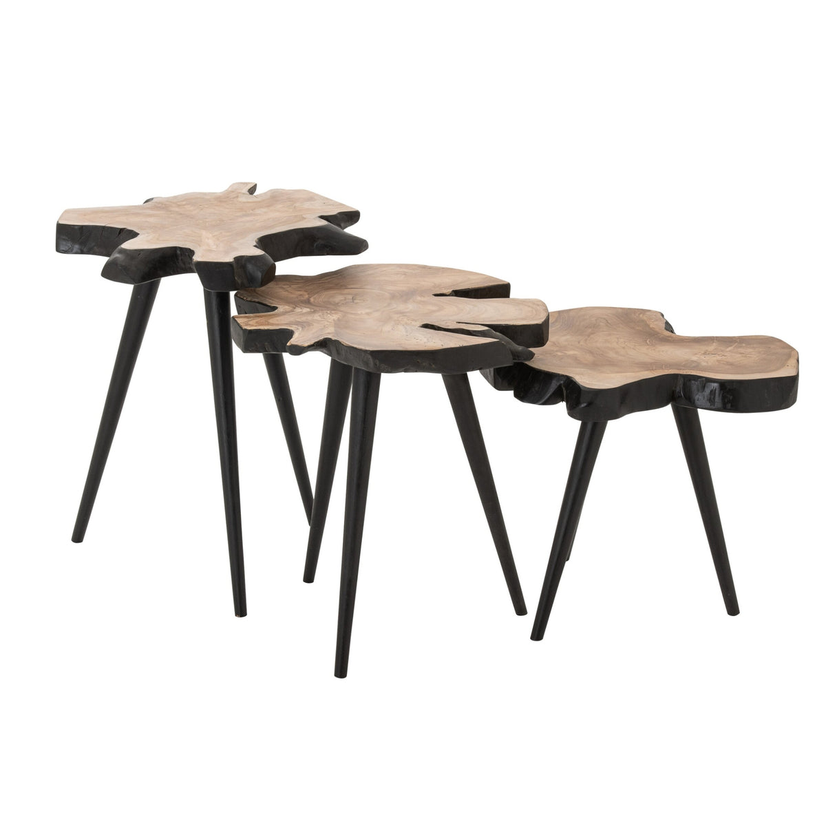 Sofabord i teaktræ, natur/sort, J-Line