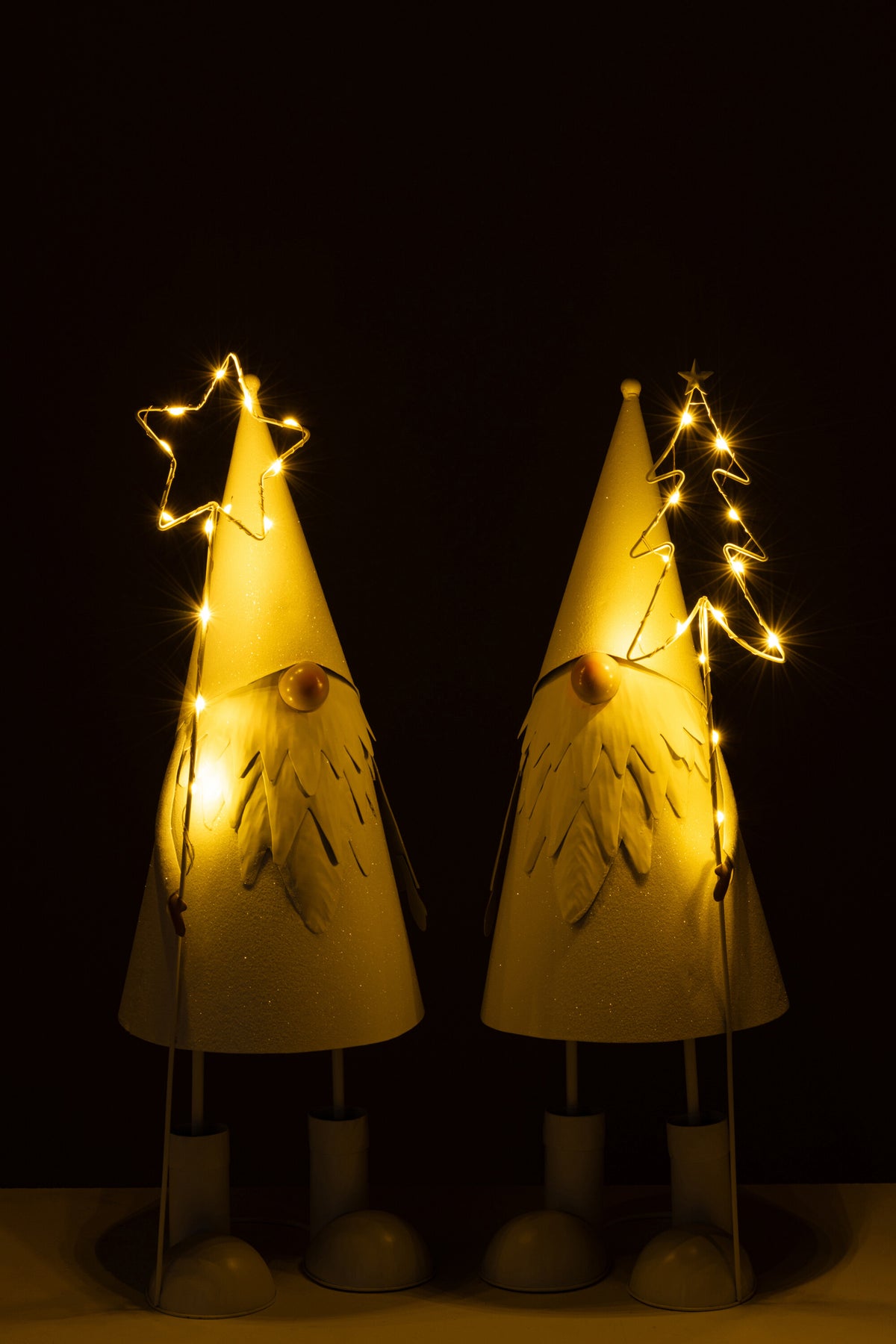 Santa Claus Led Star + Tree Metal White Large Assortment Of 2 - - J-Line - livinglovely.nl