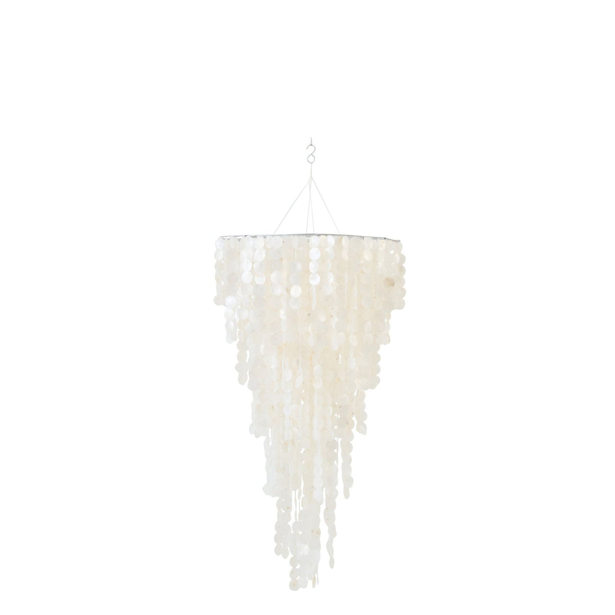 Skalhængende dekoration i hvid capiz, medium Ø80 cm x H150 cm J-Line