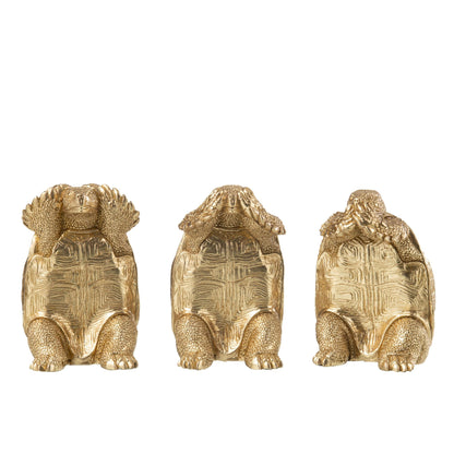 Skildpadde Se/Høre/Tie Resin Guld Sæt med 3 J-Line
