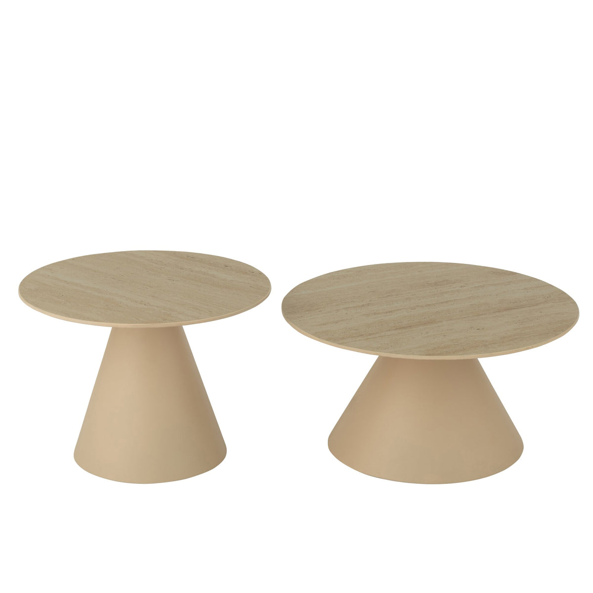 Sæt med 2 sideborde Kegle Jern Ecru/Beige J-Line