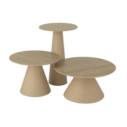 Sæt med 2 sideborde Kegle Jern Ecru/Beige J-Line