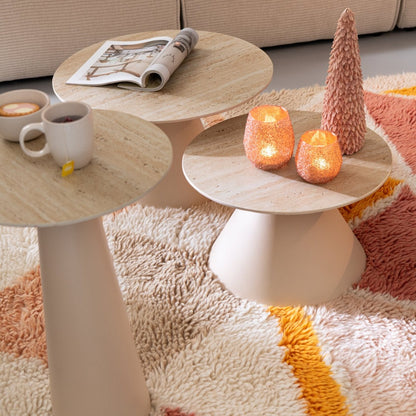 Sæt med 2 sideborde Kegle Jern Ecru/Beige J-Line