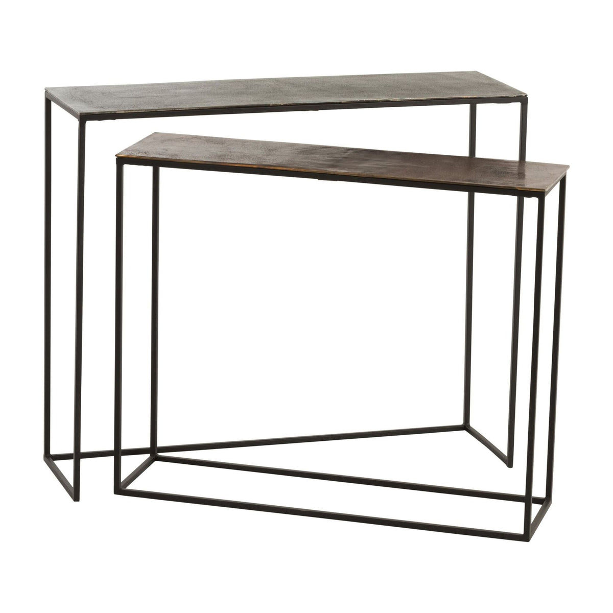 Sæt med 2 rektangulære konsoller i aluminium, sort/mix J-Line