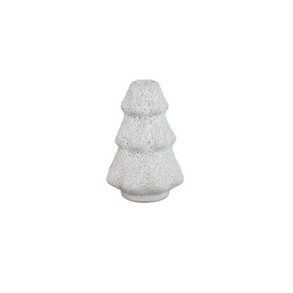 Set Van 2 Malin Kandelaars Kerstboom Keramiek Wit Hoekig van PTMD, Malin Kandelaar Small uit de set los op witte achtergrond