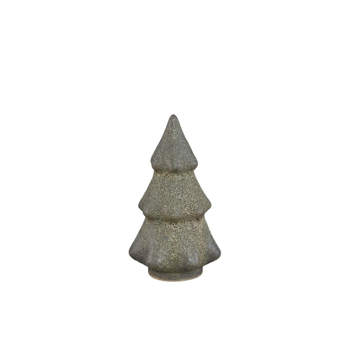 Set Van 2 Malin Kerstbomen Keramiek Groen Ruw van PTMD, Malin Kerstboom Small uit de set los op witte achtergrond