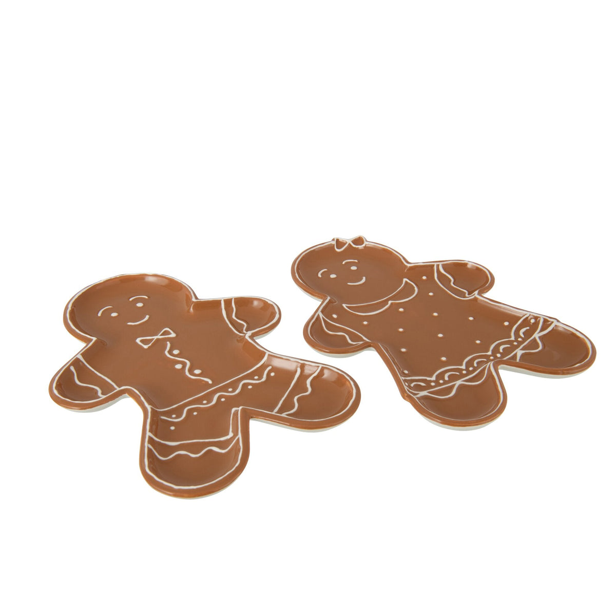 Serveerschaal Cookie uit de set van J-Line, twee schalen in de vorm van een peperkoekmannetje
