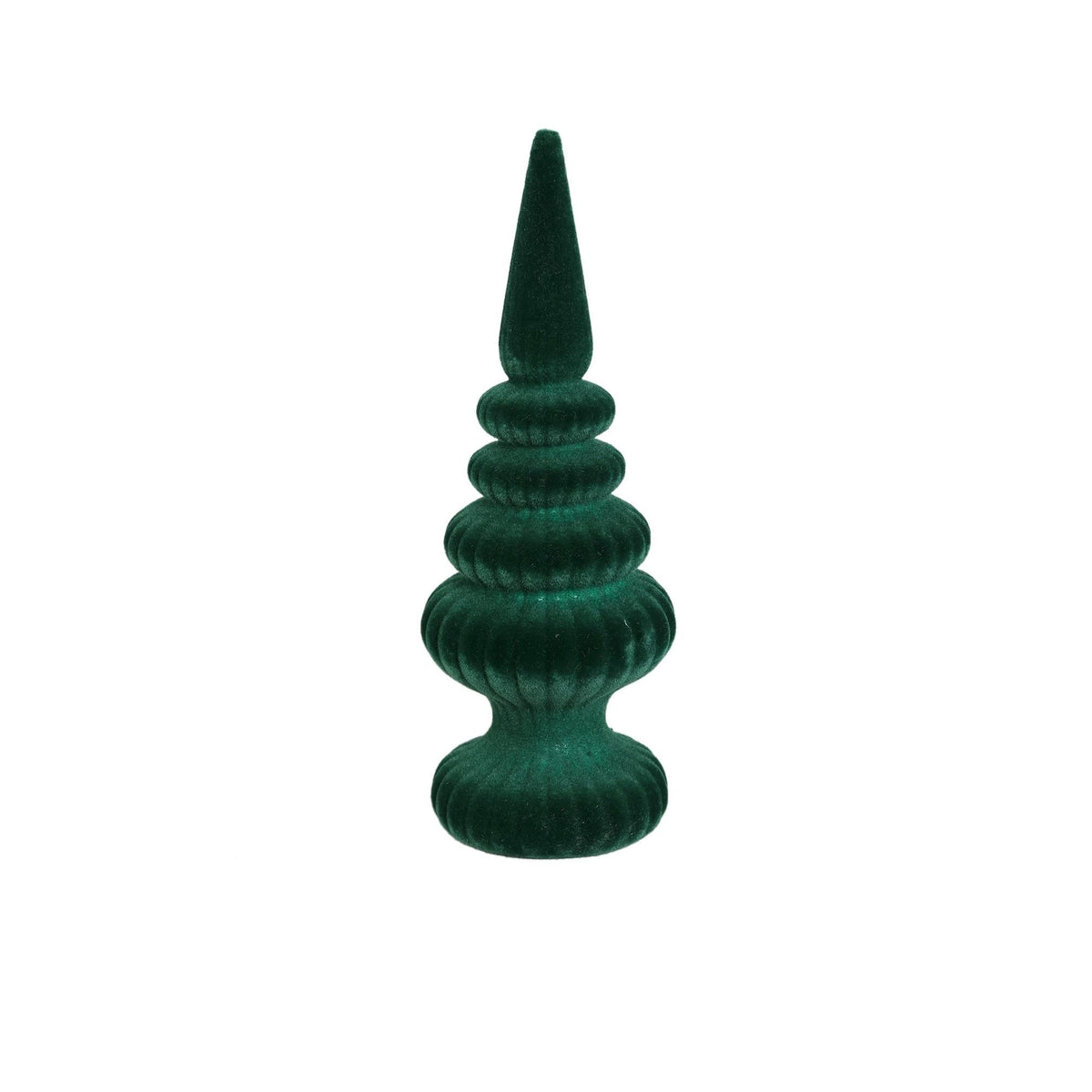 Set Van 2 Yule Kegelbomen Fluweel Donkergroen van PTMD, Yule Kegelboom Small uit de set los op witte achtergrond