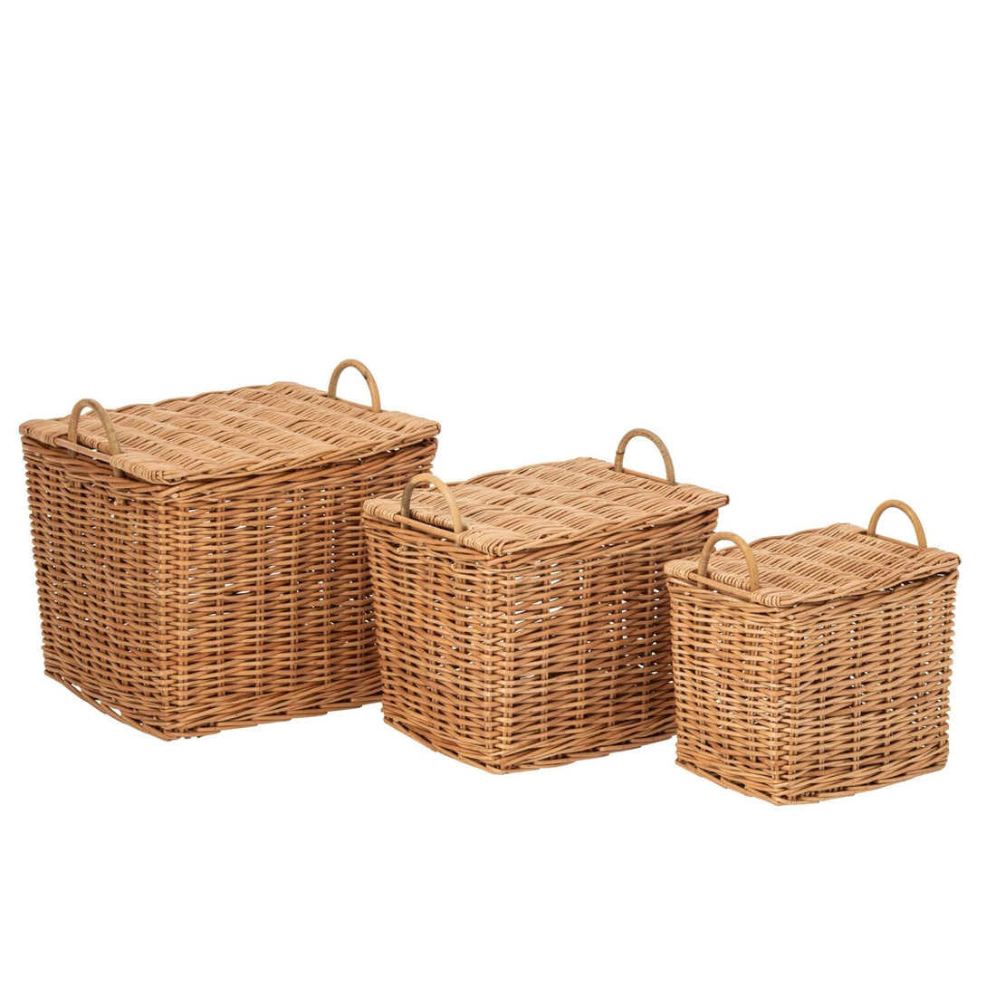 Set van 3 Mand Met Handvatten Riet Naturel J-Line