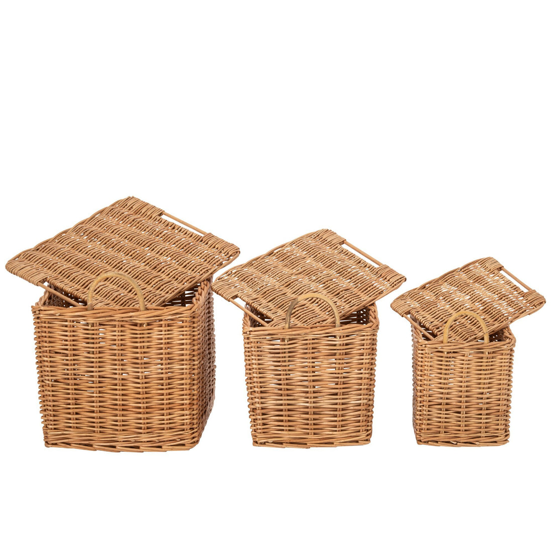 Set van 3 Mand Met Handvatten Riet Naturel J-Line