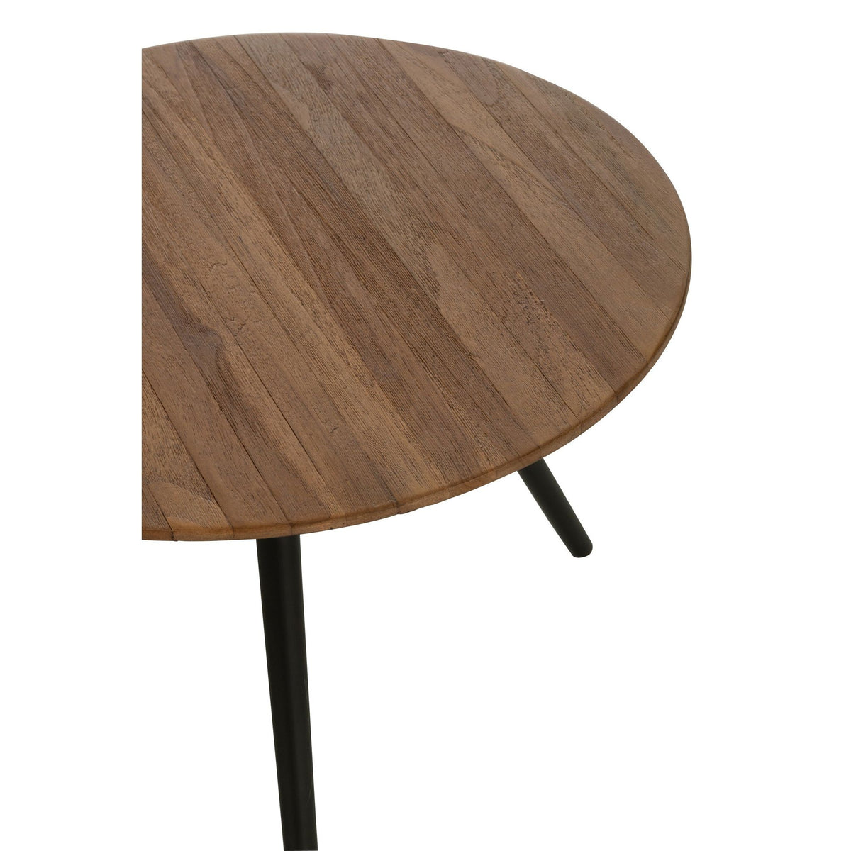 Set van 4 Bijzettafel Rond Gerecycleerd Teak Naturel J-Line