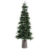 Shawa Kunstkerstboom Groen met Verlichting XXL van PTMD, slanke groene kunstkerstboom in een grijze pot op witte achtergrond