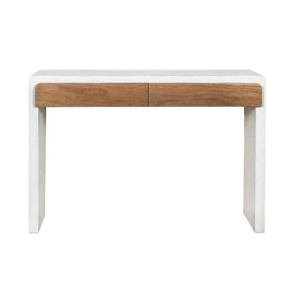 Sidetable Verona 2 Lades Kalkpleister Gebroken Wit van Pomax, ander aanzicht in gebroken wit met oog voor detail