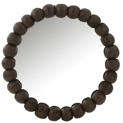 Spiegel Bollen Hout Zwart 80x80cm - Spiegel - J-Line - livinglovely.nl