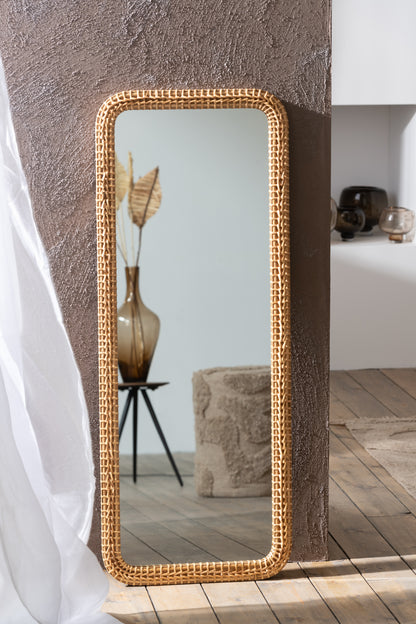 Spiegel Rechthoek Spar/Glas Natuur 48 x 122.5 cm - Spiegel - J-Line - livinglovely.nl