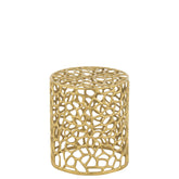 Stool Cylinder Aluminium Gold Colored - - J-Line - livinglovely.nl