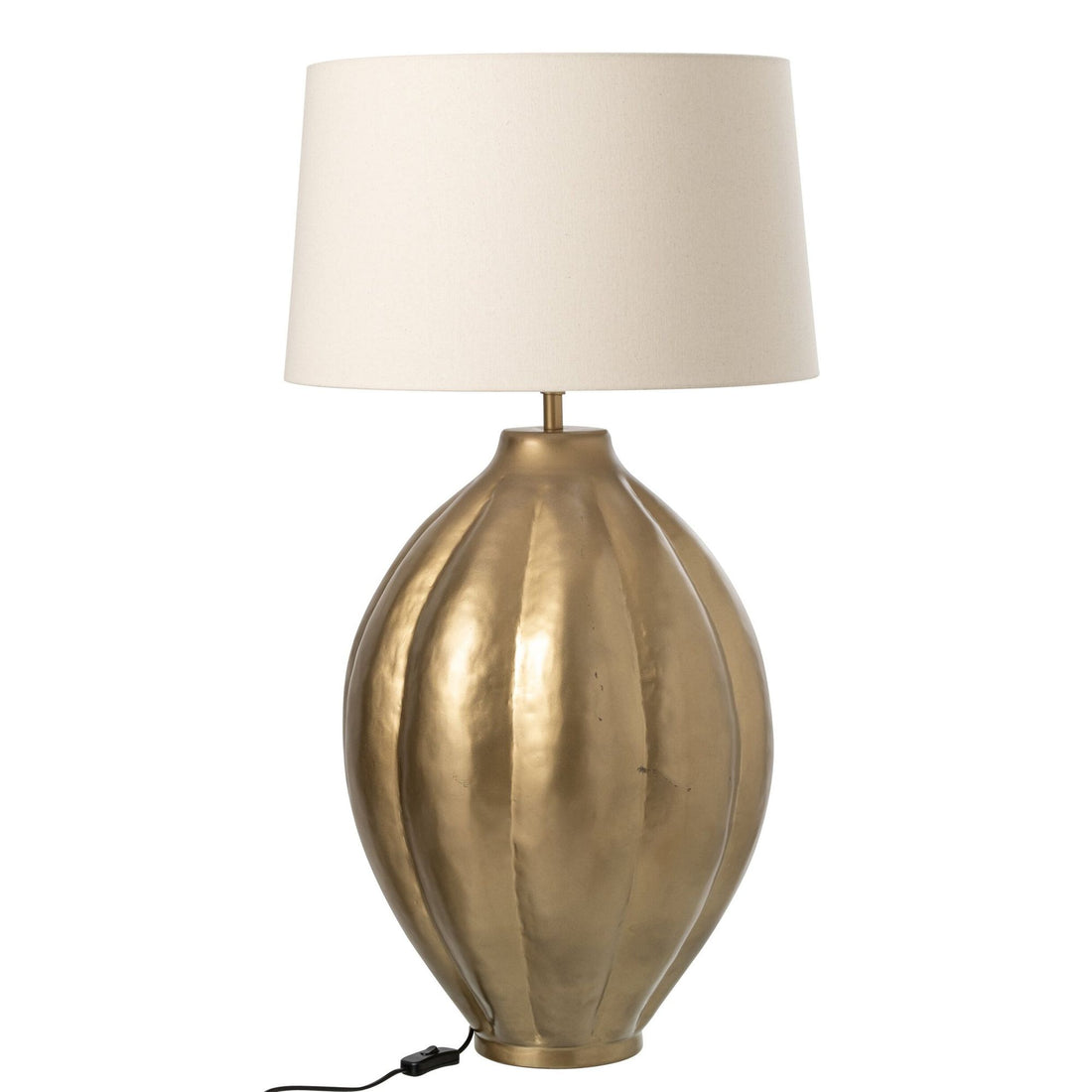 Tafellamp Geribbeld Aluminium Goud van J-Line, gouden tafellamp van geribbeld aluminium