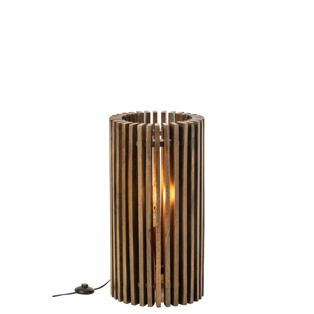 Bordlampe i rillet mørkebrunt mangotræ J-Line