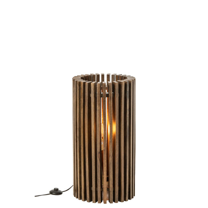 Bordlampe i rillet mørkebrunt mangotræ J-Line