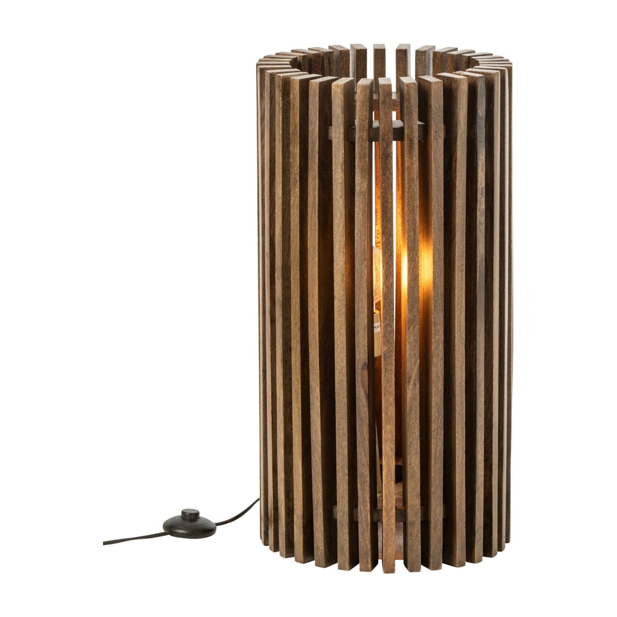Bordlampe i rillet mørkebrunt mangotræ J-Line