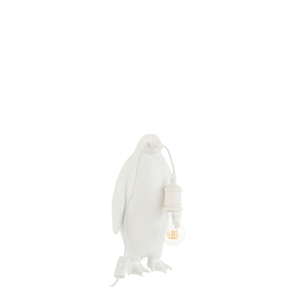 Bordlampe pingvin i hvid resin, lille, J-Line