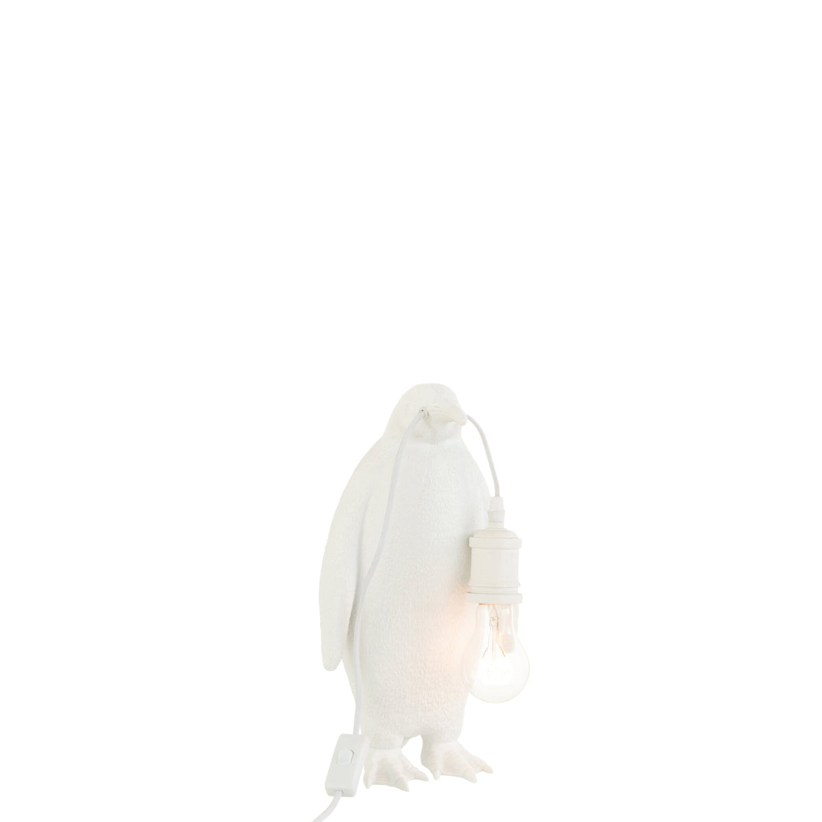 Bordlampe pingvin i hvid resin, lille, J-Line