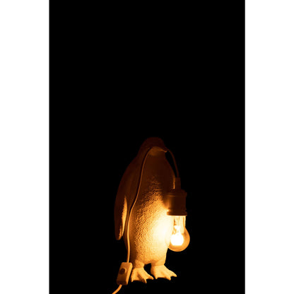 Bordlampe pingvin i hvid resin, lille, J-Line